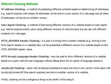 Different cloaking methods